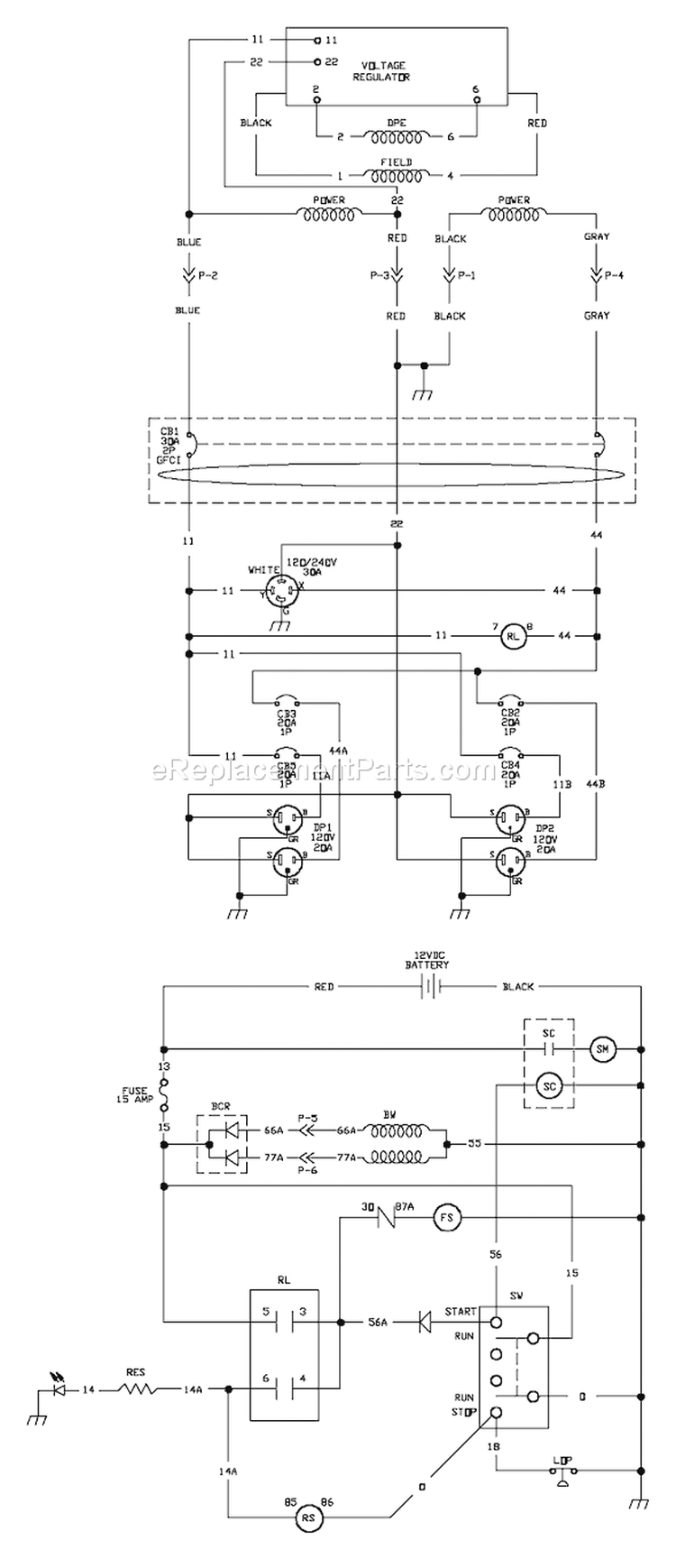 Page F Diagram and Parts List for 040248-0  Briggs and Stratton Generator